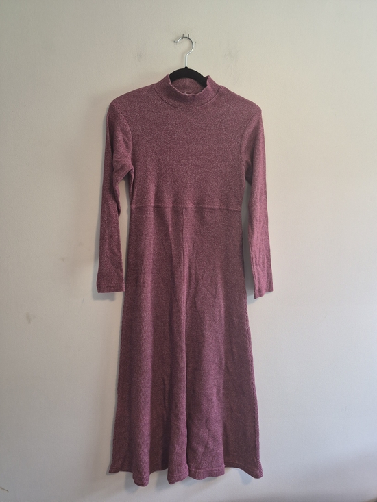 Moda Dresses & Skirts - Moda International Small Dark Pink Waffle Knit Long Sleeve High Neck Midi Dress